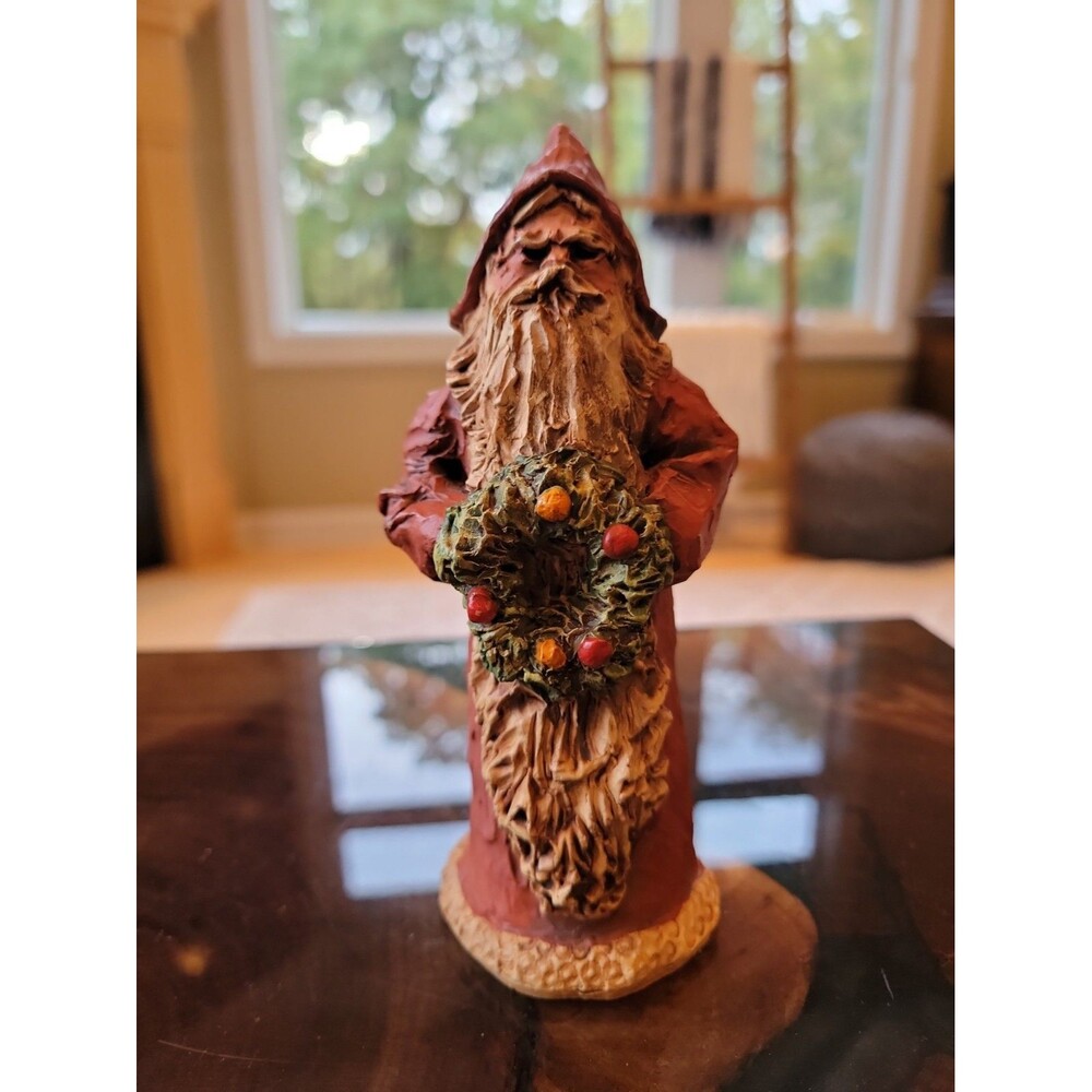 SIGNED HTF Rita Allred & Upton Gray Santa Pecan Resin Figurine 6.5" 1980's